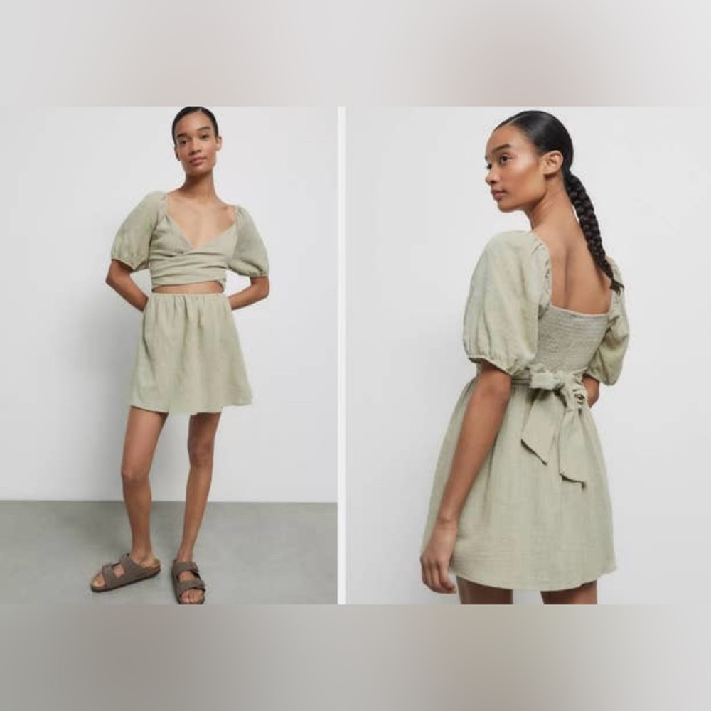 Urban Renewal Remnants Gauze Cutout Wrap Dress